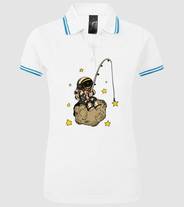 Pescar Astronaut model alb pe tricou