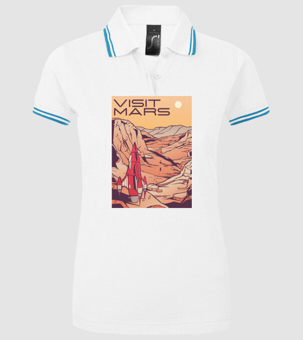 Călătorie pe Marte afiș model alb pe tricou