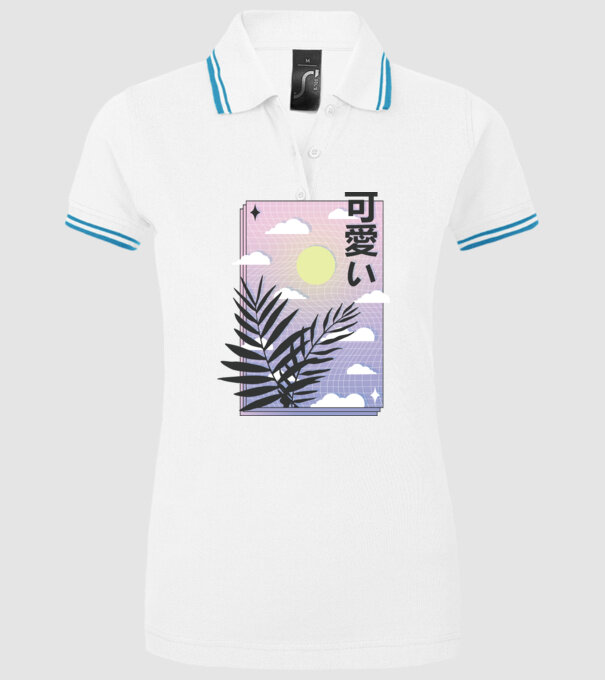 Vaporwave Val model alb pe tricou