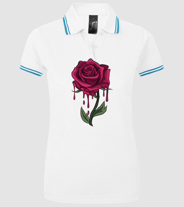 Trandafir sângerând model alb pe tricou