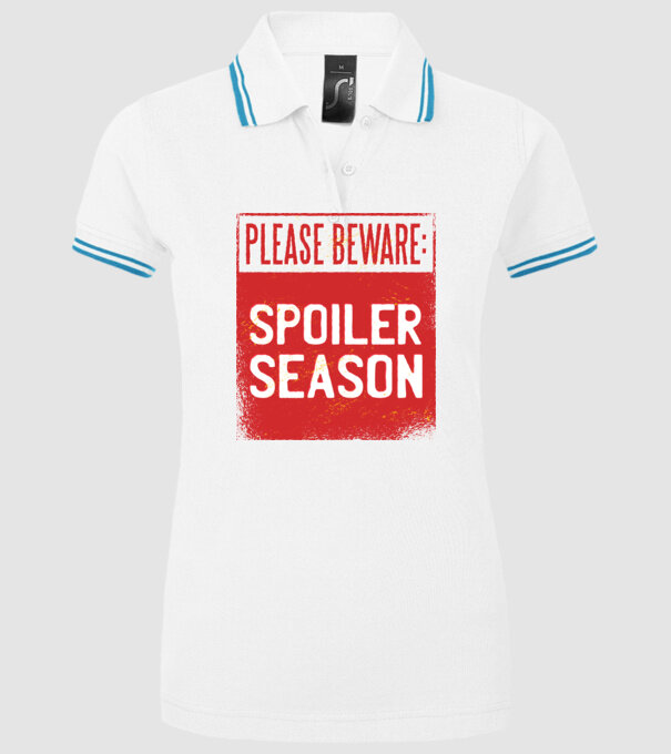 Atenție! Pericol de spoiler model alb pe tricou