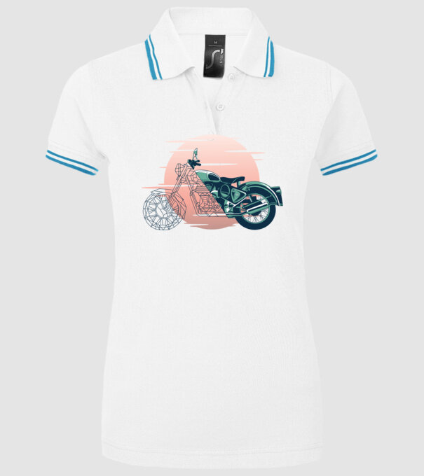 Motocicletă Vintage model alb pe tricou