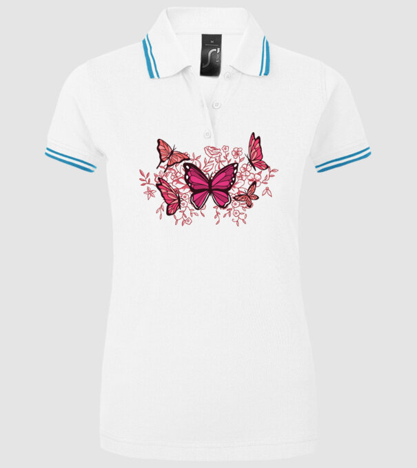 Fluturi cu flori model alb pe tricou