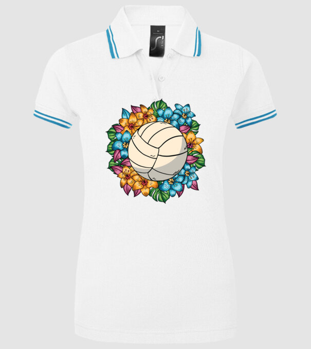 Minge de volei cu flori model alb pe tricou