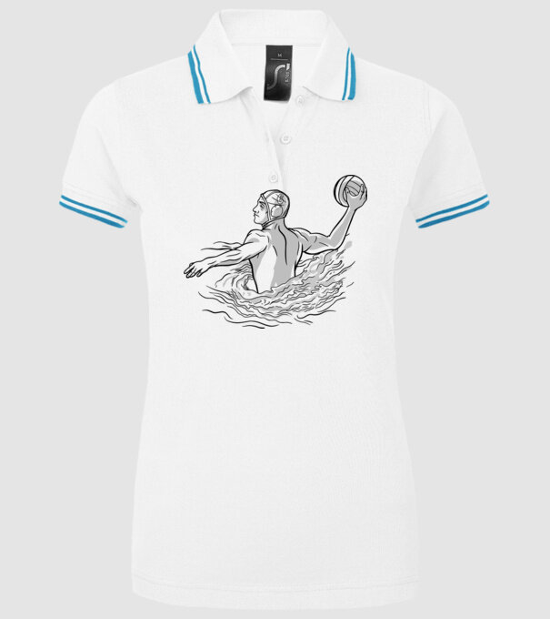 Jucător polo pe apă model alb pe tricou