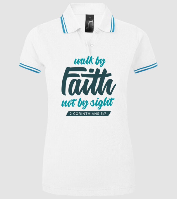 Walk by faith - Religie model alb pe tricou