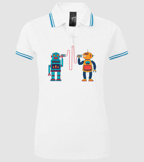 Walkie Talkie Robot model alb pe tricou
