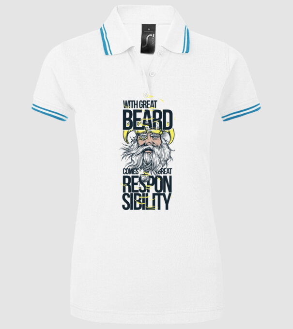 With great beard comes great responsibility model alb pe tricou