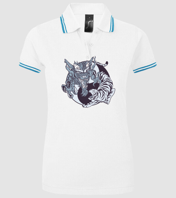 Yin Yang cu animale model alb pe tricou