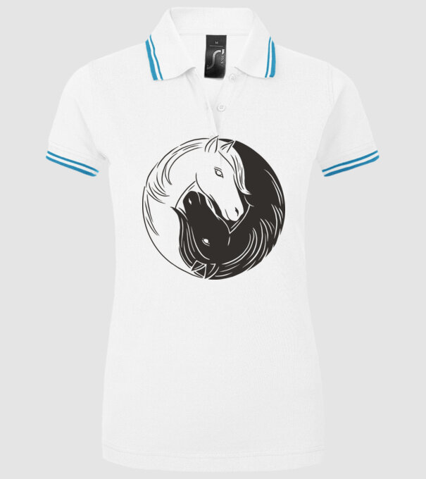 Călăreț Yin Yang model alb pe tricou