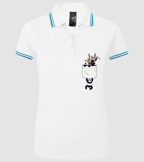 Panda de buzunar model alb pe tricou
