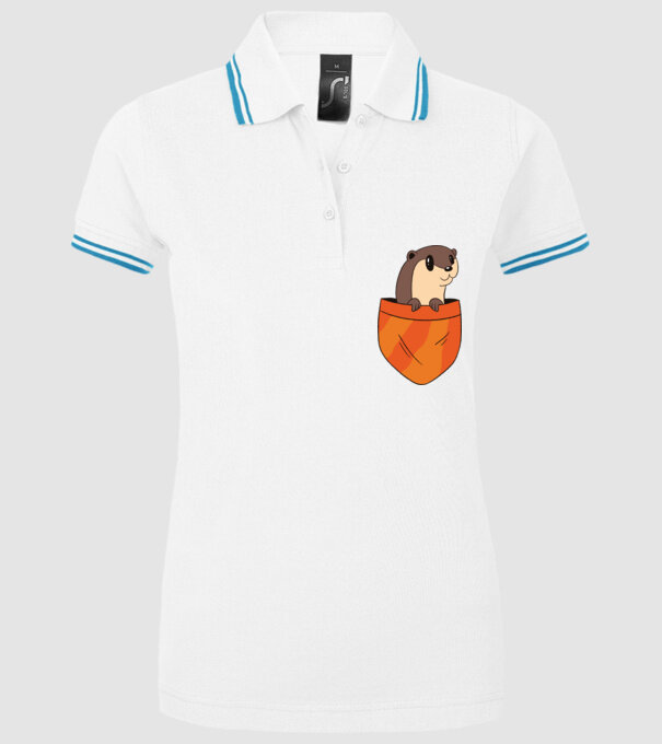 Vidra de buzunar model alb pe tricou