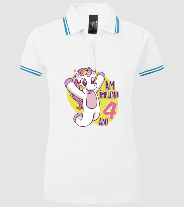 Am împlinit 4 ani model alb pe tricou