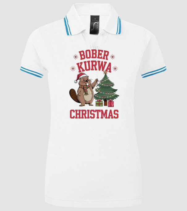Bober Kurwa Christmas 3 model alb pe tricou