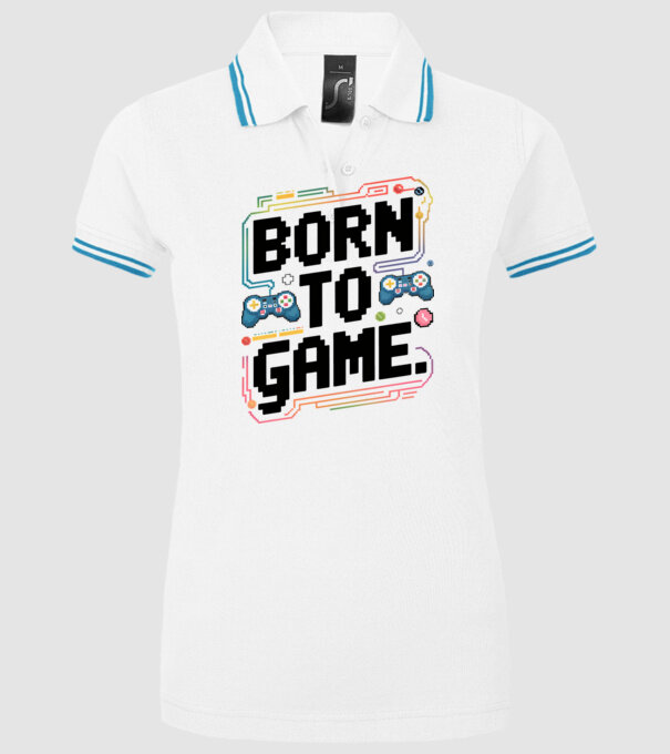 Born to Game Pixel Alb model alb pe tricou
