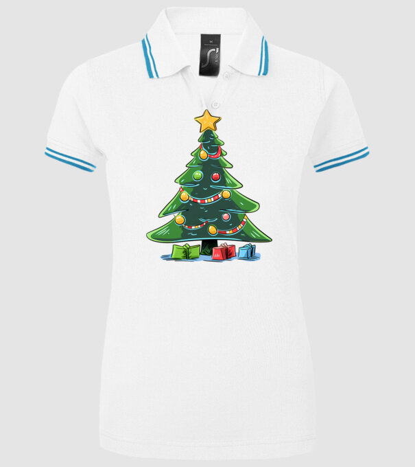 Brad de Crăciun model alb pe tricou