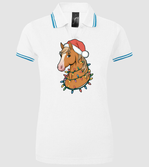 Cal de Crăciun model alb pe tricou