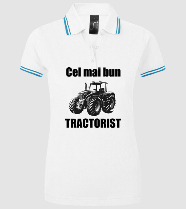 Cel mai bun tractorist model alb pe tricou