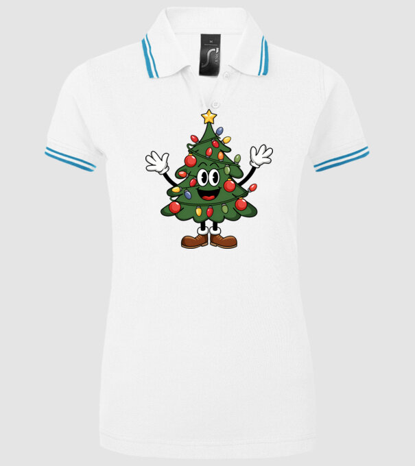 Copac de Crăciun drăguț model alb pe tricou