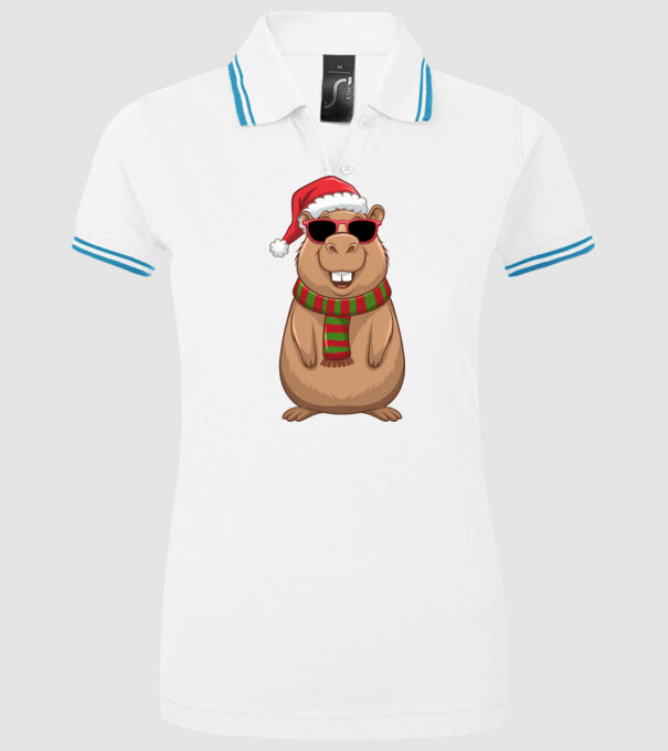 Crăciunul capybara model alb pe tricou