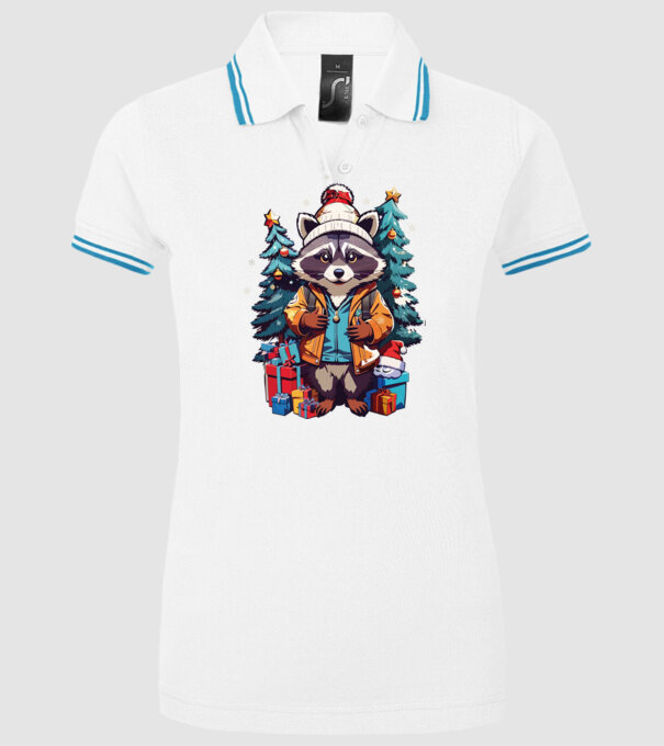 Crăciunul ratonilor model alb pe tricou