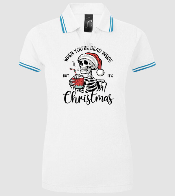 Dead inside, but it's christmas Alb model alb pe tricou