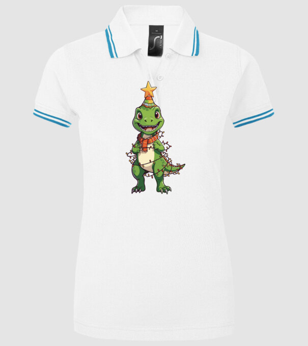 dinozaur pom de Crăciun model alb pe tricou