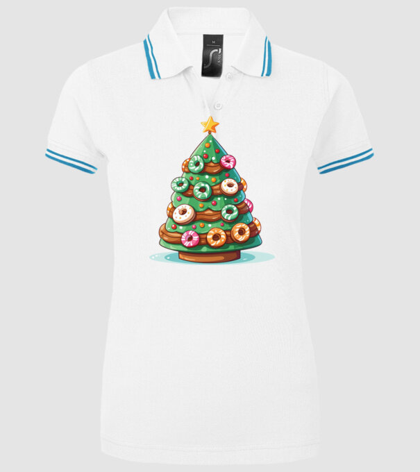 Doughnut pom de Crăciun model alb pe tricou