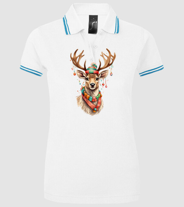 Festive Reindeer model alb pe tricou