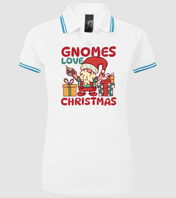 Gnomes LOVE Christmas model alb pe tricou