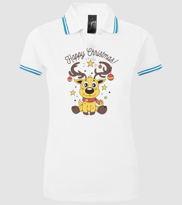 Happy Christmas Reindeer Alb model alb pe tricou