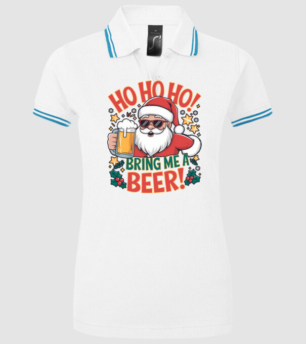HO HO HO bring me a BEER santa Alb model alb pe tricou