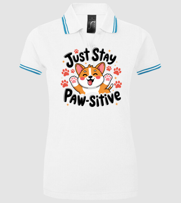 Just Stay Paw-sitive Alb model alb pe tricou
