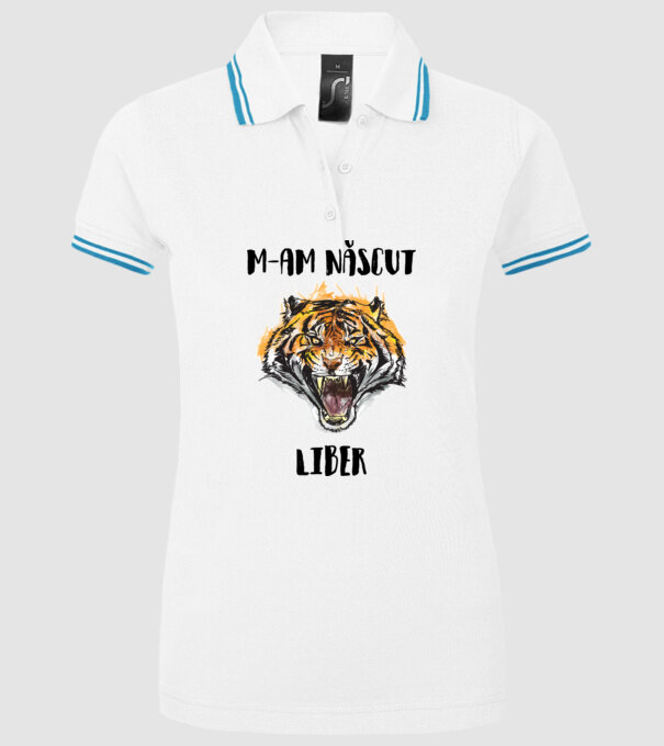 m-am născut liber model alb pe tricou