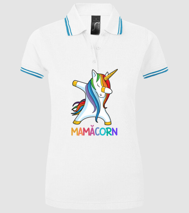 mamăcorn model alb pe tricou