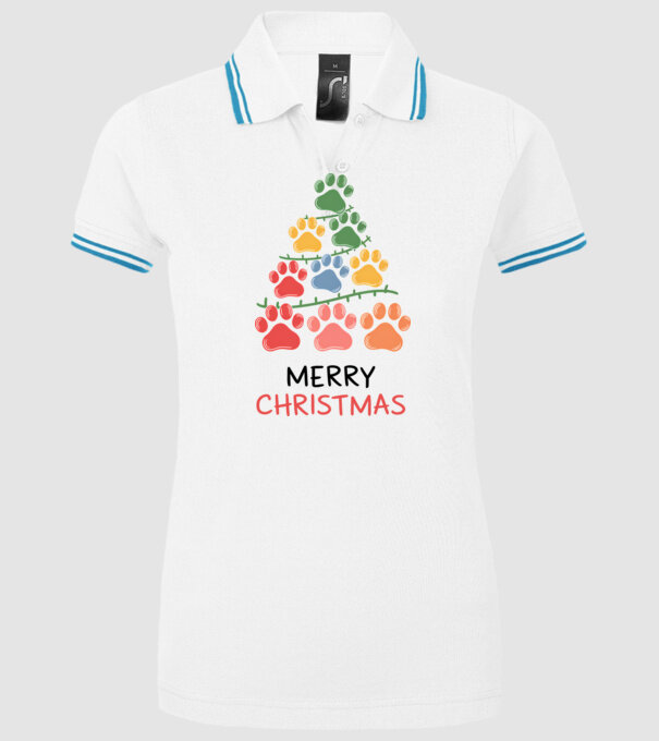 Merry Christmas Paws Alb model alb pe tricou