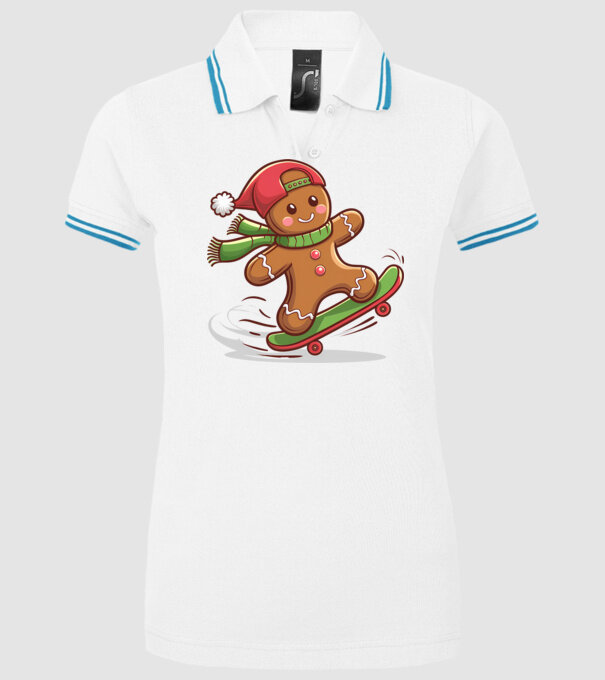Patinator de turtă dulce model alb pe tricou
