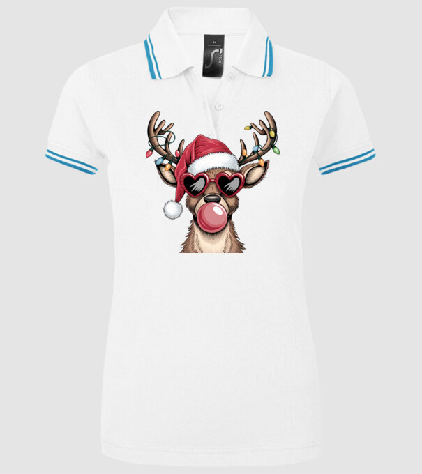 Ren amuzant de Crăciun model alb pe tricou