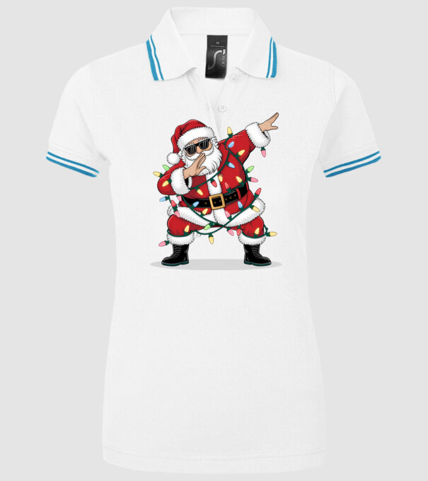 Santa Dab model alb pe tricou