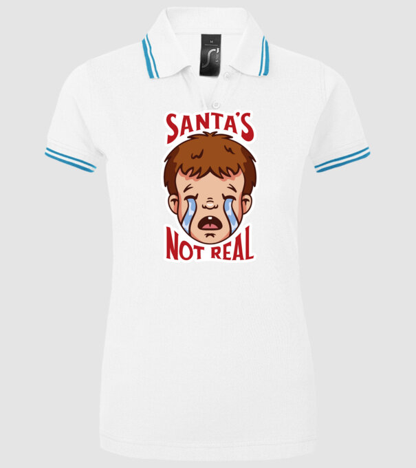 Santa's Not Real copil plângând model alb pe tricou