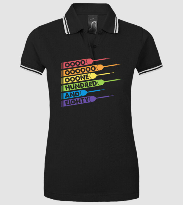 180 Darts Retro model negru pe tricou
