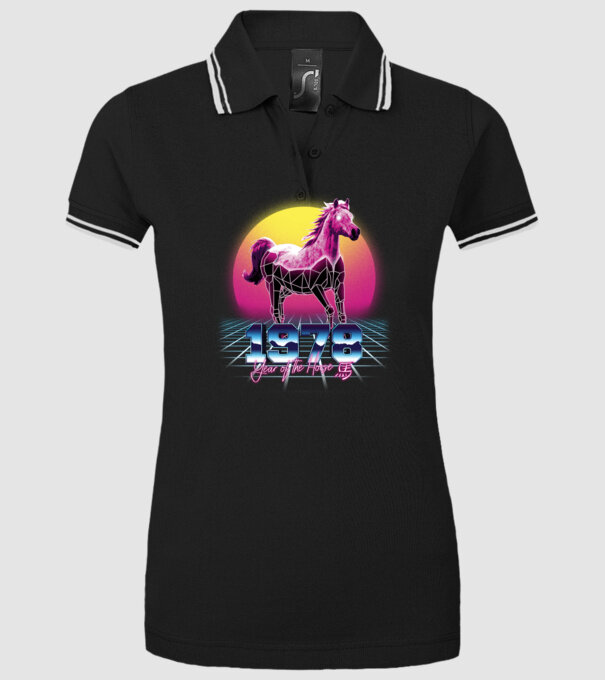 1978 Year of the Horse model negru pe tricou
