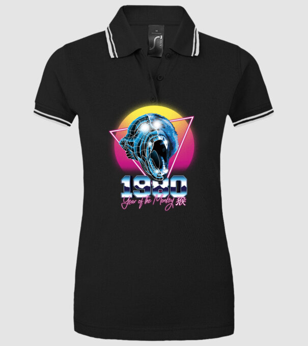 1980 Year of the Monkey model negru pe tricou