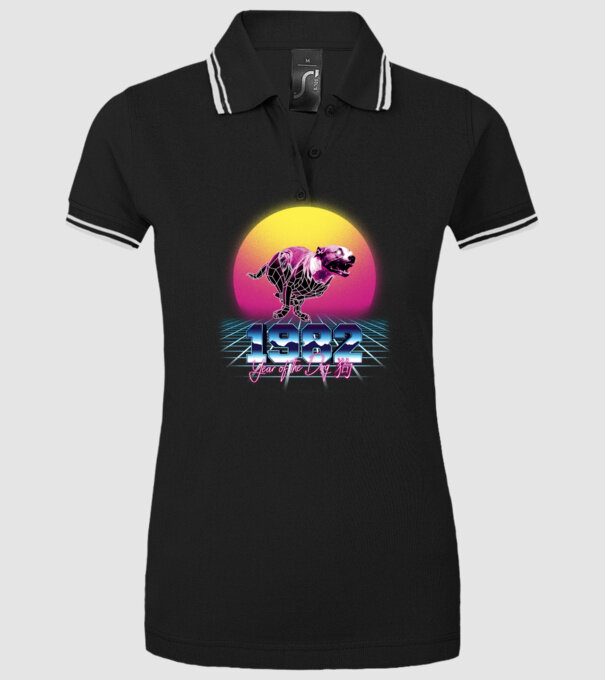 1982 Year of the Dog model negru pe tricou
