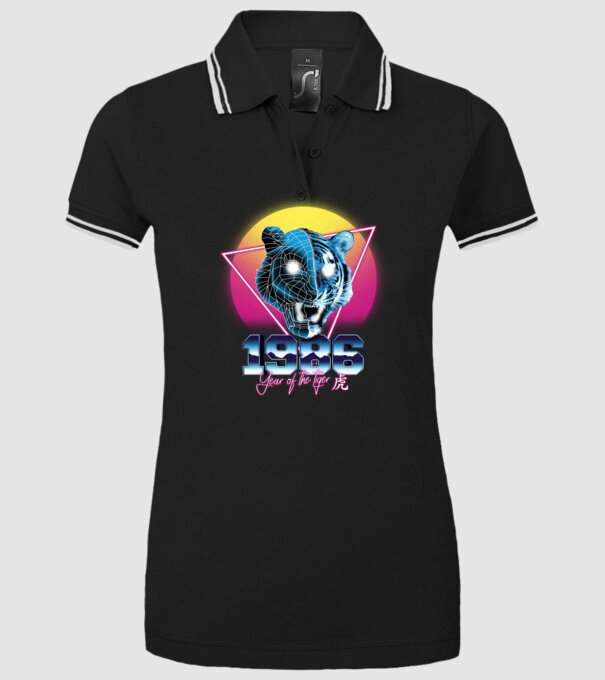 1986 Year of the Tiger model negru pe tricou