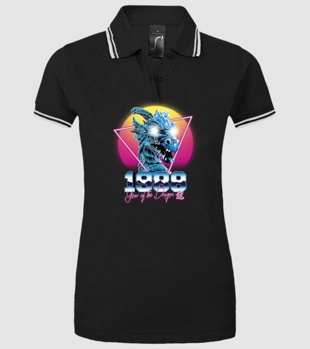 1988 Year of the Dragon model negru pe tricou