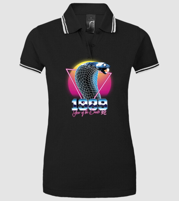 1989 Year of the Snake model negru pe tricou