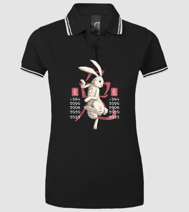 Year of the Rabbit model negru pe tricou
