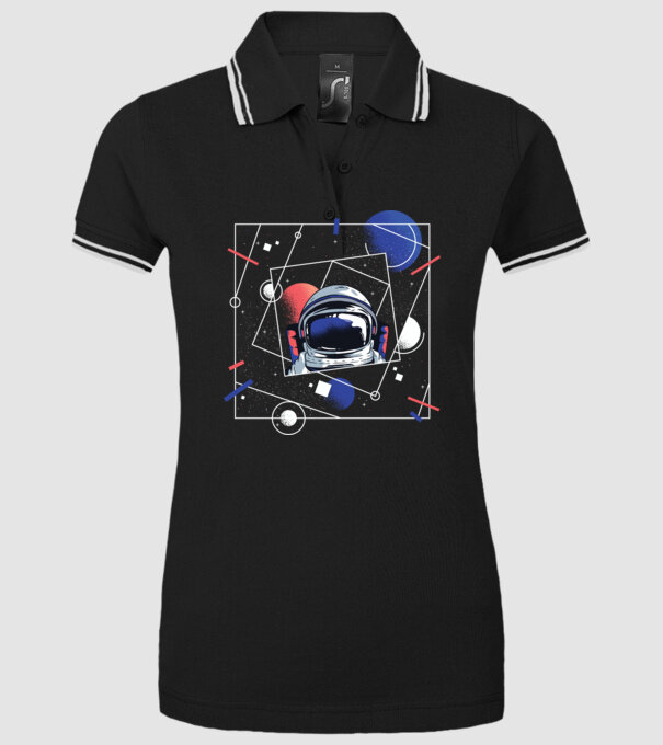 Astronaut univers abstract model negru pe tricou