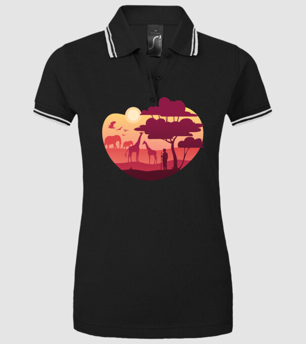 Peisaj african model negru pe tricou